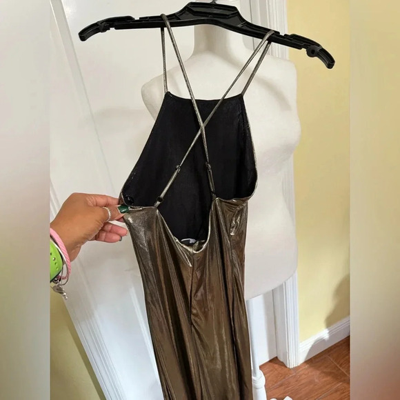 Midi Slip Dress, Liquid Metal bronze/gold color, bodycon, gorgeous!!
Small/XS - Picture 8 of 11